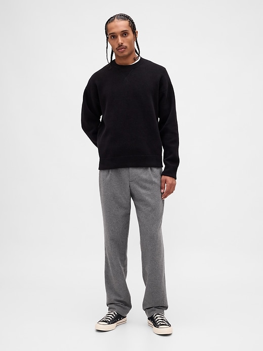 Image number 1 showing, Wool-Blend Relaxed Straight Trousers