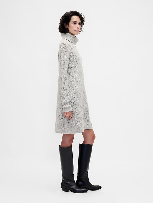Image number 3 showing, CashSoft Pointelle Turtleneck Sweater Dress