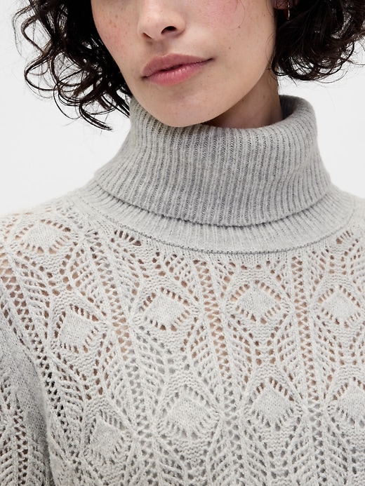 Image number 4 showing, CashSoft Pointelle Turtleneck Sweater Dress