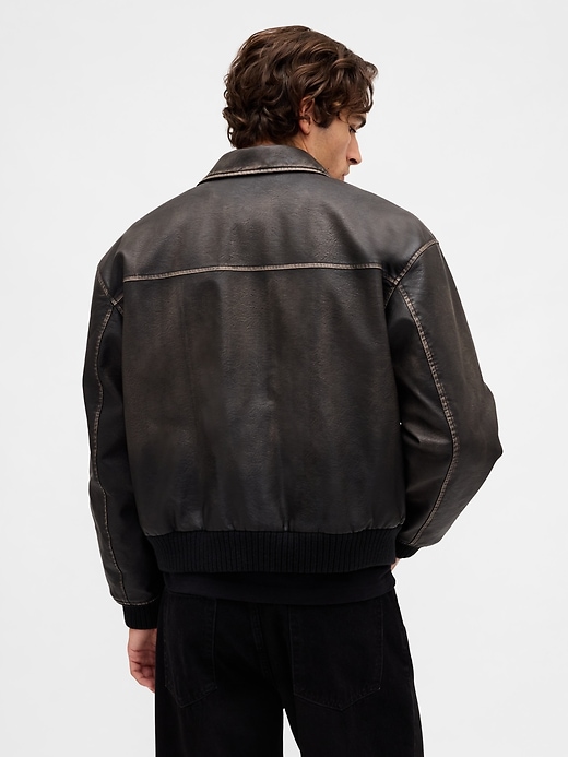 Image number 3 showing, Recycled Vegan Leather Bomber Jacket