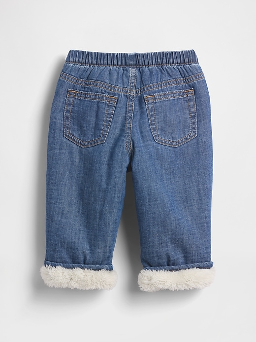 Image number 2 showing, Baby Sherpa-Lined Pull-On Barrel Jeans