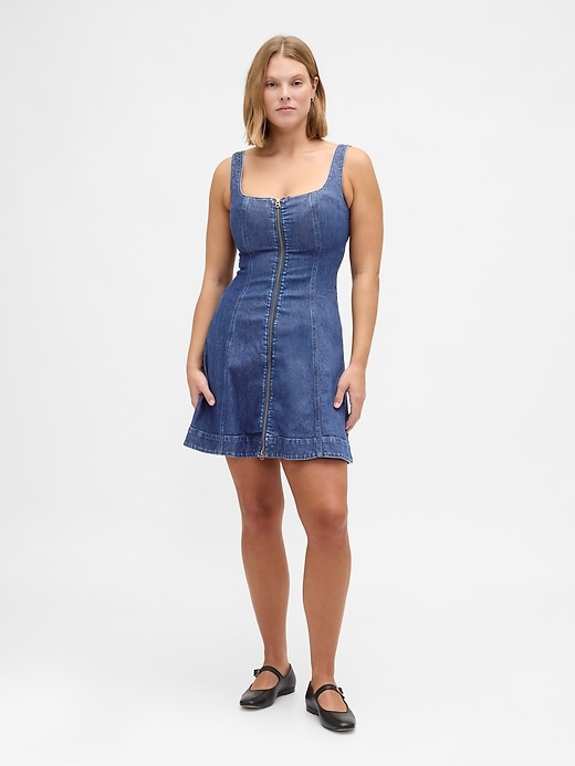 Image number 5 showing, Denim Zip-Front Mini Dress