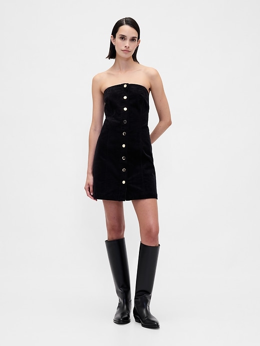 Image number 1 showing, Corduroy Strapless Mini Dress