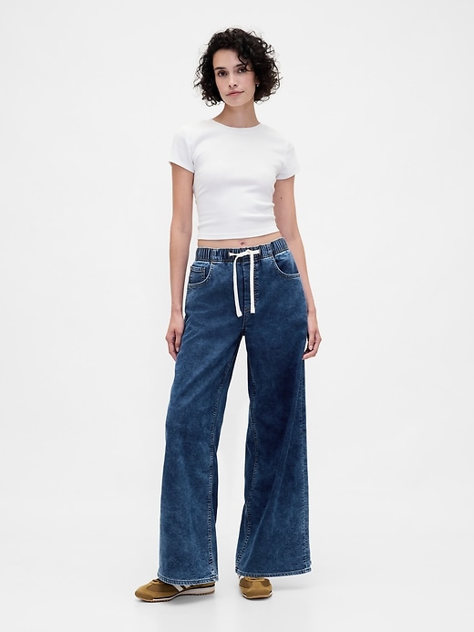 Image number 1 showing, Mid Rise Knit Denim Baggy Jeans