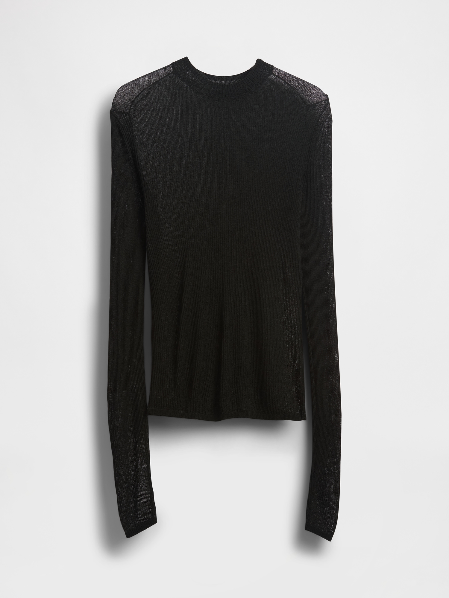 High-Neck Sheer Sweater