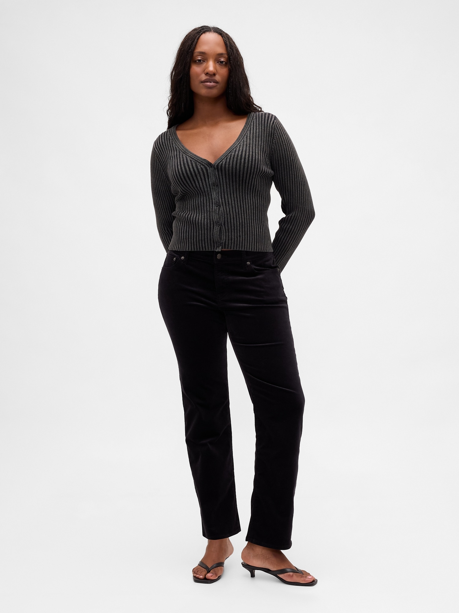 Low Rise Velvet '90s Slim Straight Pants