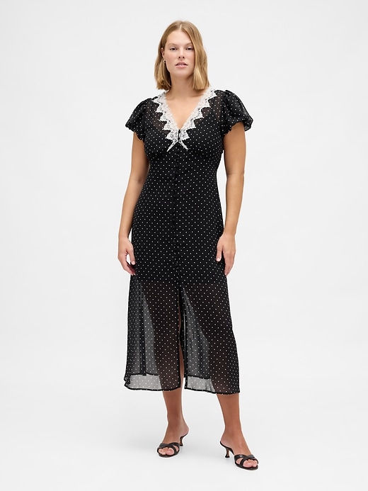 Image number 5 showing, Lace-Trim V-Neck Maxi Dress