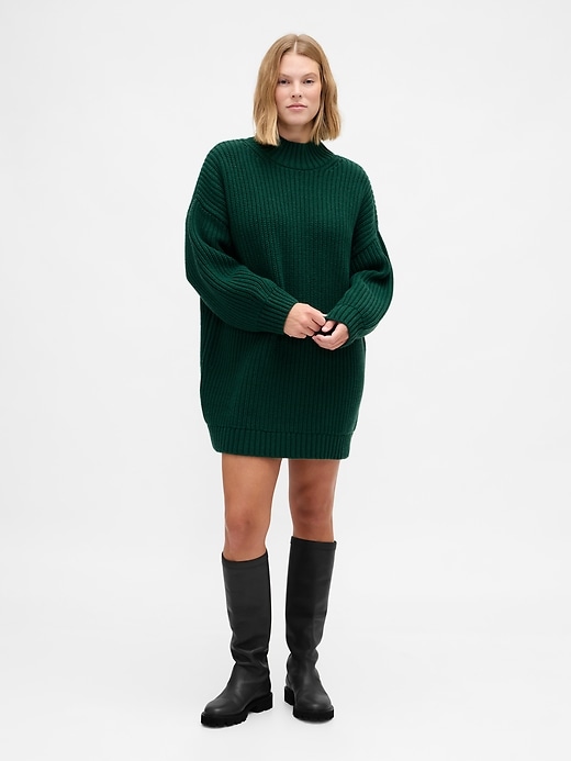 Image number 5 showing, Oversized Turtleneck Mini Sweater Dress