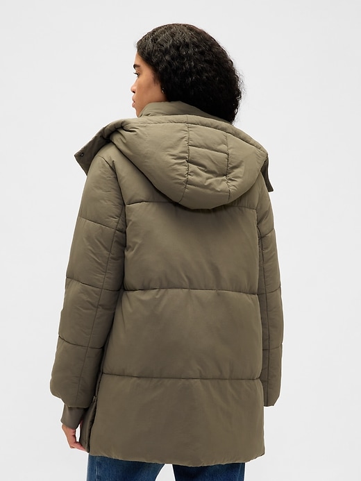 Image number 3 showing, Faux Fur-Trim Midi Puffer Jacket