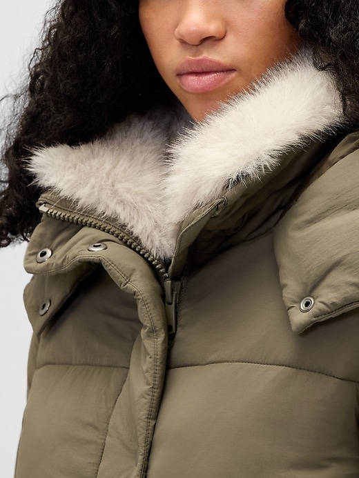 Image number 4 showing, Faux Fur-Trim Midi Puffer Jacket