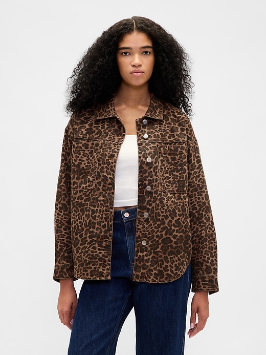 Image number 1 showing, UltraSoft Leopard Denim Shirt Jacket