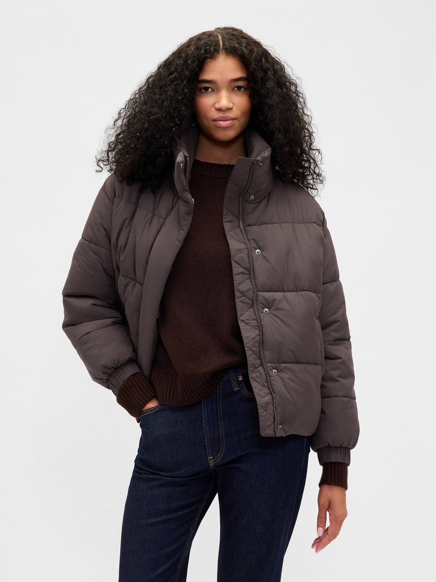 Faux Fur-Trim Puffer Jacket