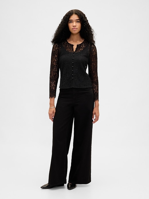 Image number 2 showing, Lace Button-Front Top