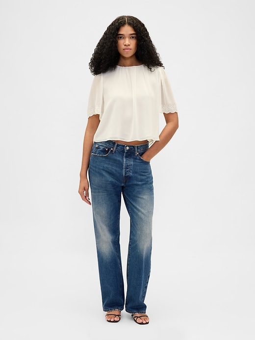 Image number 2 showing, Scalloped Flutter-Sleeve Top