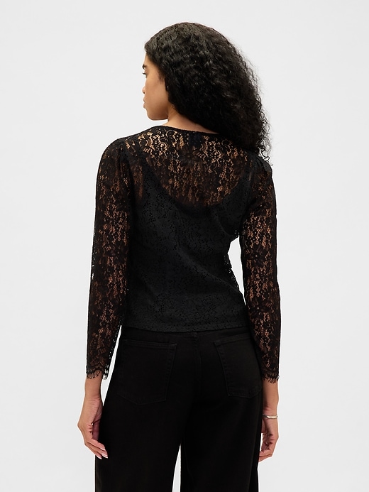 Image number 3 showing, Lace Button-Front Top