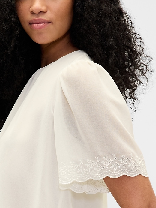 Image number 4 showing, Scalloped Flutter-Sleeve Top