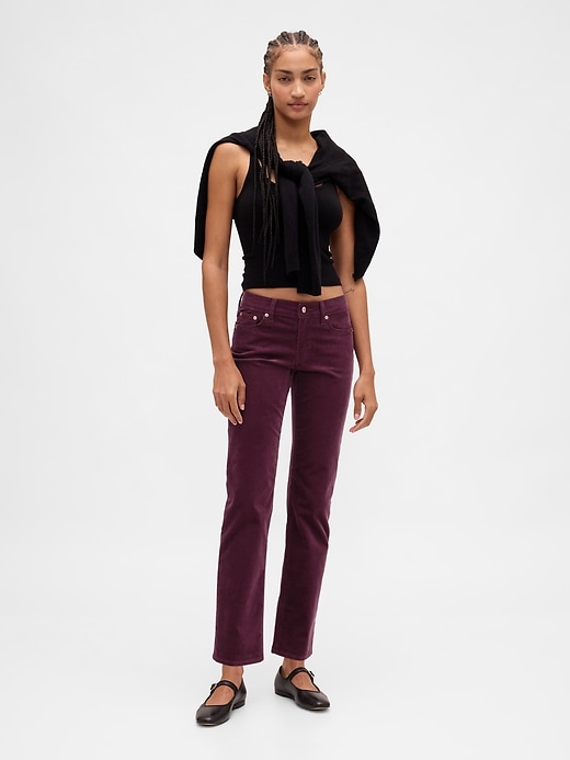 Image number 1 showing, Low Rise Corduroy '90s Slim Straight Pants