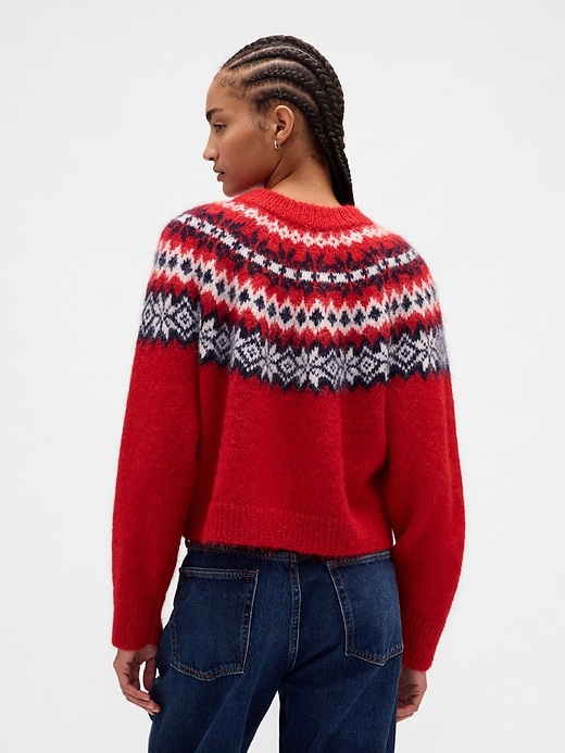 Image number 3 showing, Fuzzy Fair Isle Cardigan Sweater