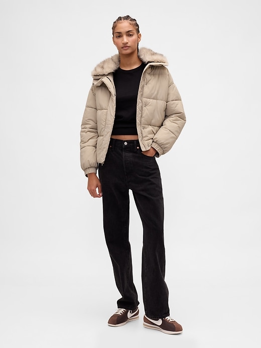 Image number 2 showing, Faux Fur-Trim Puffer Jacket