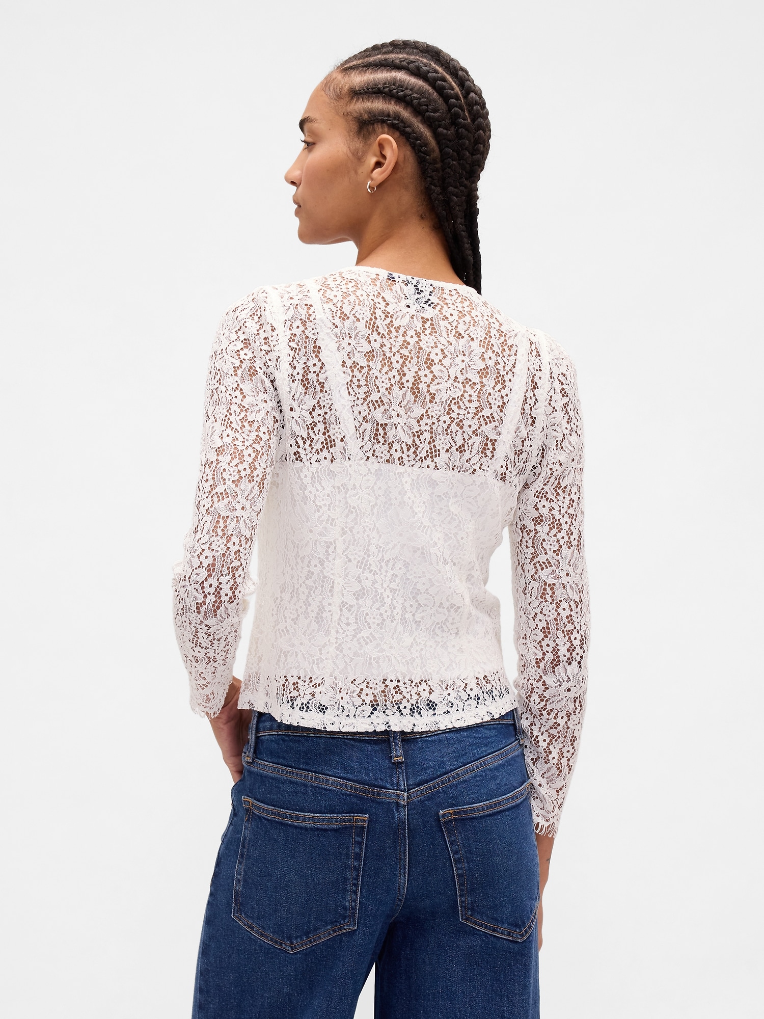Lace Button-Front Top