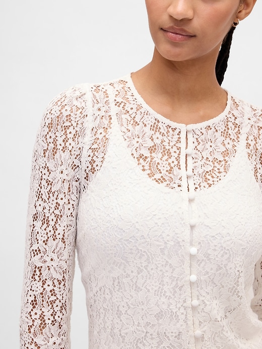 Image number 4 showing, Lace Button-Front Top