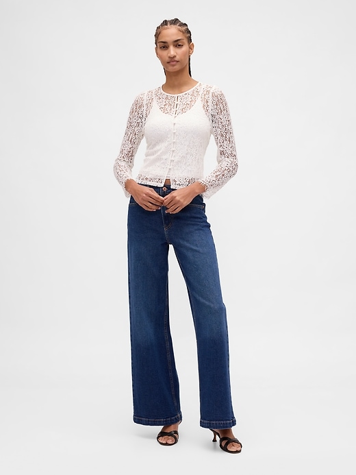 Image number 2 showing, Lace Button-Front Top