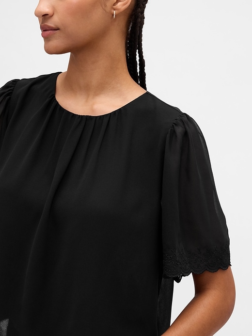 Image number 4 showing, Scalloped Flutter-Sleeve Top