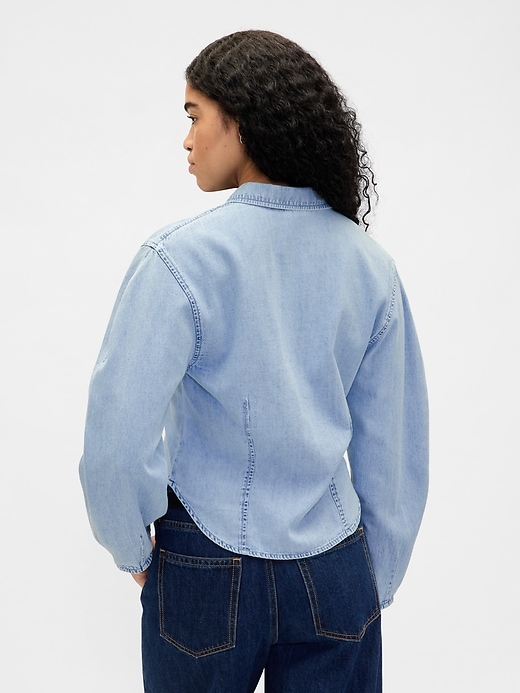 Image number 3 showing, Denim Balloon-Sleeve Shirt