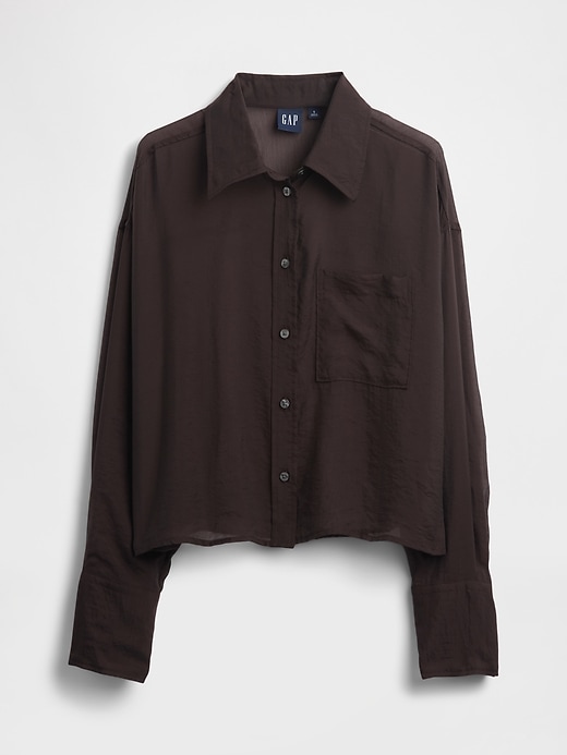 Image number 5 showing, Sheer Straight-Hem Crop Shirt