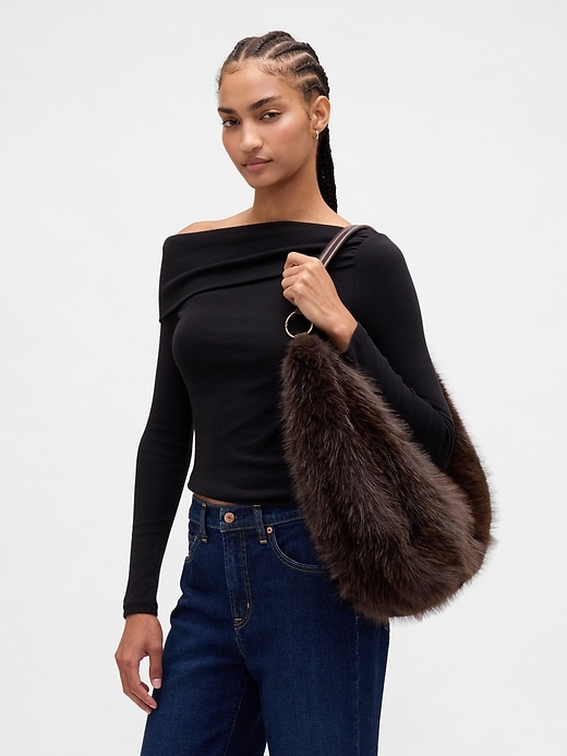 Image number 2 showing, Faux Fur Slouchy Bag
