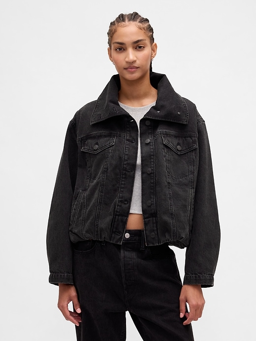Image number 1 showing, Denim Oversized Cocoon Jacket