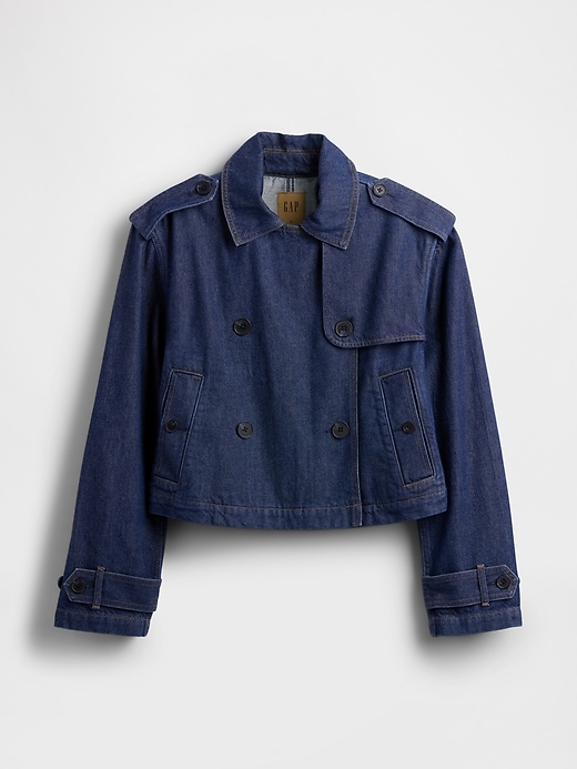Image number 5 showing, UltraSoft Denim Crop Trench Jacket