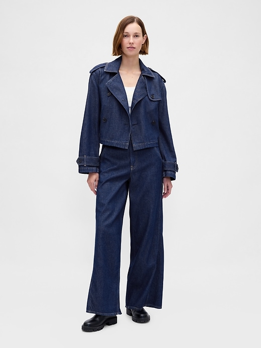 Image number 2 showing, UltraSoft Denim Crop Trench Jacket