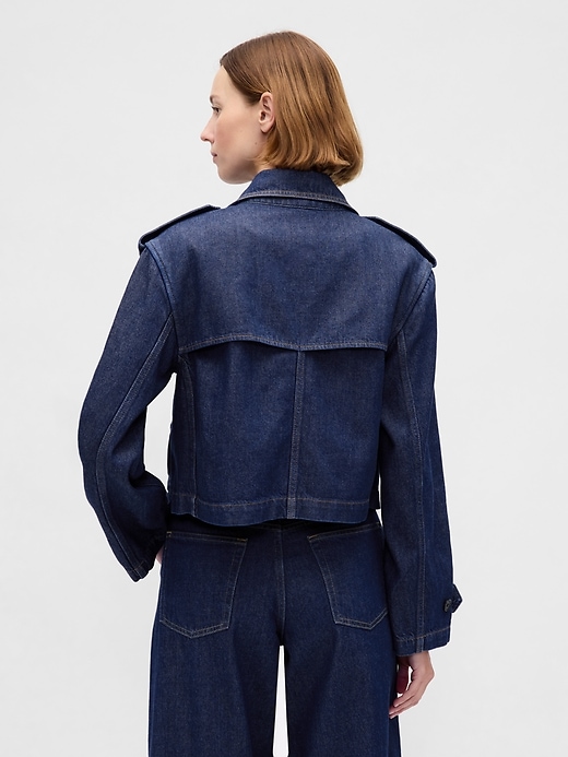 Image number 3 showing, UltraSoft Denim Crop Trench Jacket