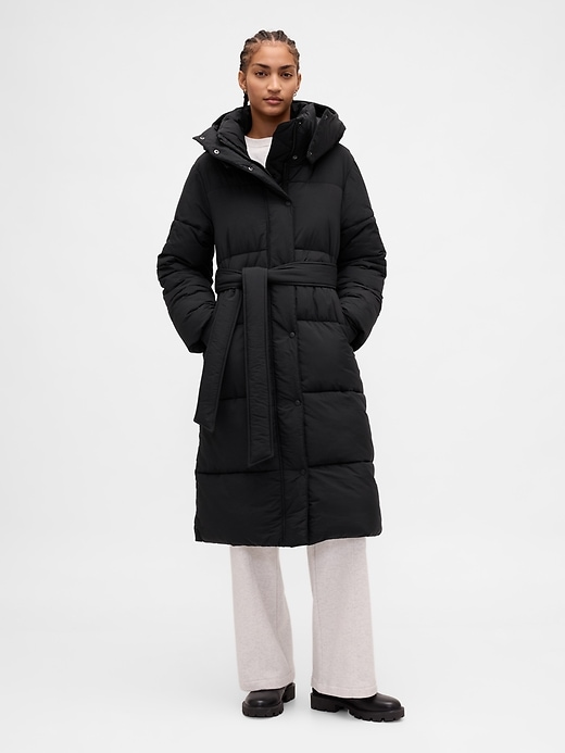 Image number 1 showing, Belted Long Puffer Coat