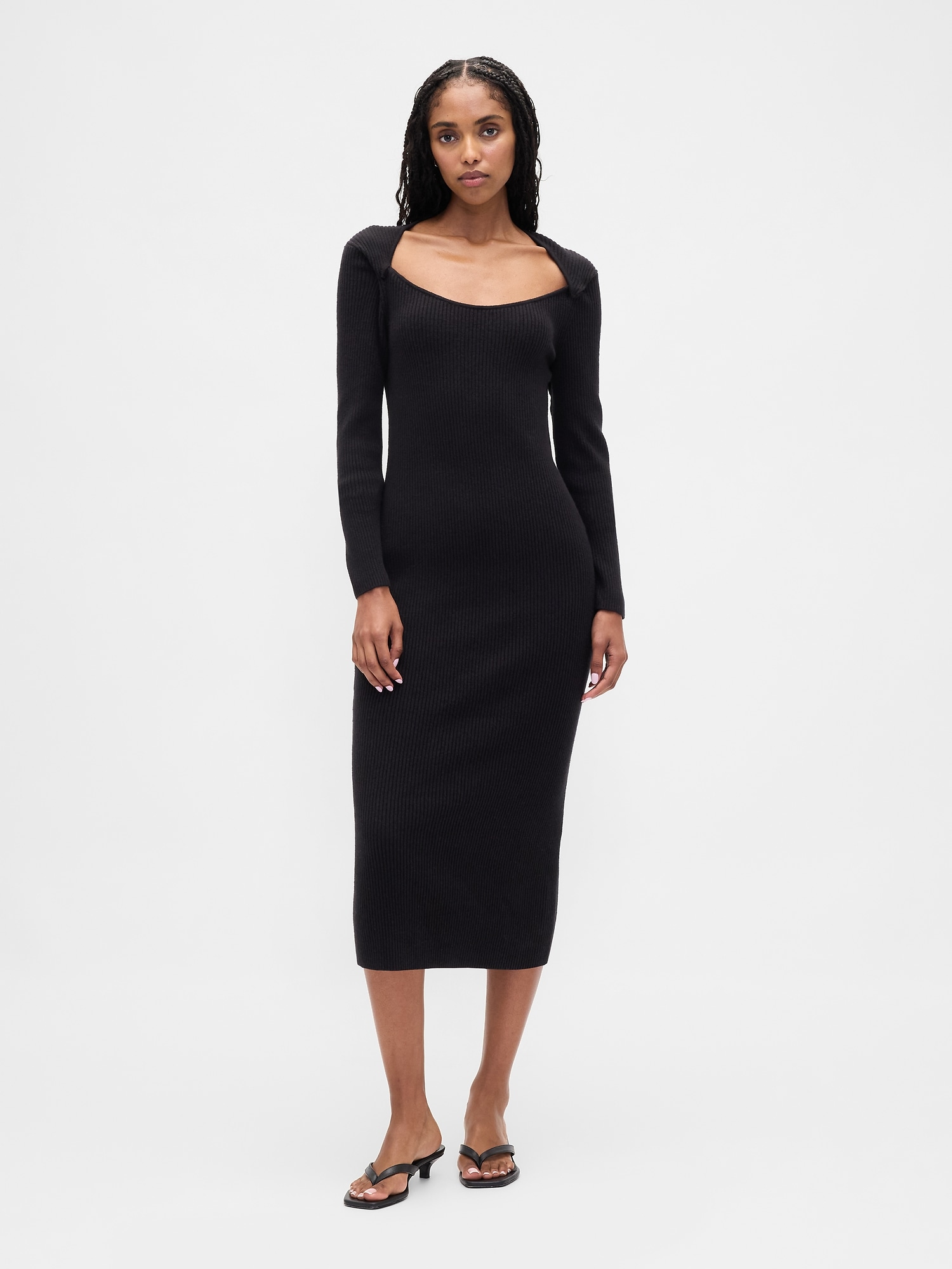 CashSoft Rib Midi Sweater Dress