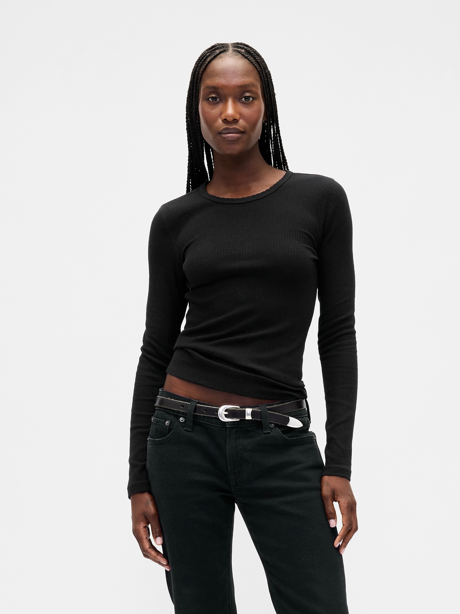 Pointelle Rib T-Shirt