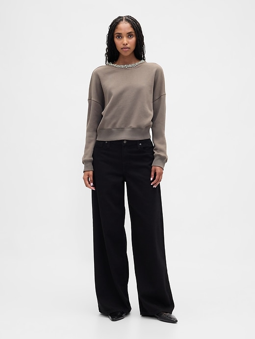 Image number 2 showing, VintageSoft Jewel-Neck Crop Sweatshirt