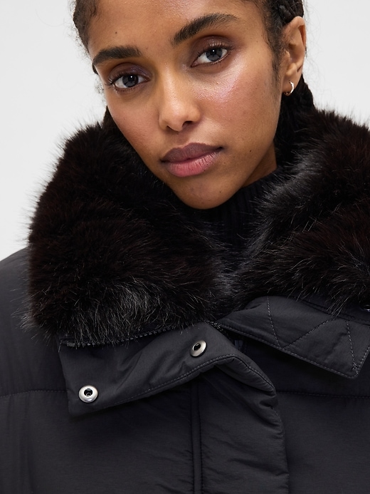 Image number 4 showing, Faux Fur-Trim Puffer Jacket