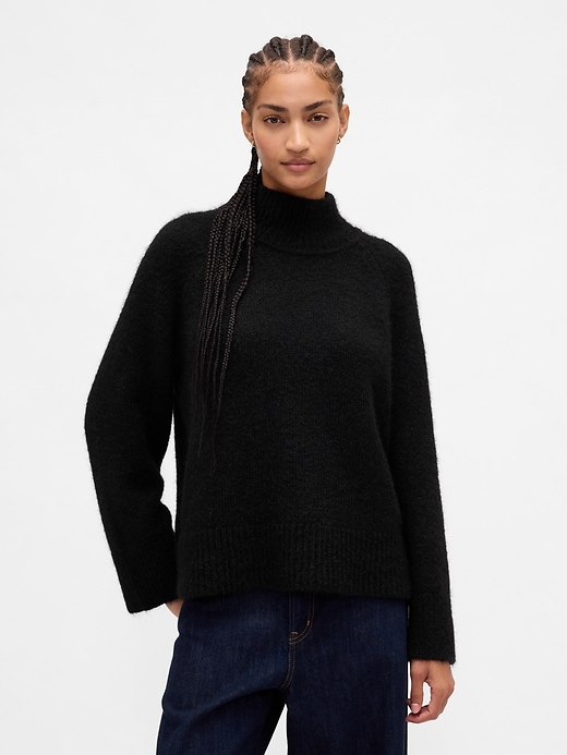 Image number 1 showing, Fuzzy Oversized Turtleneck Sweater