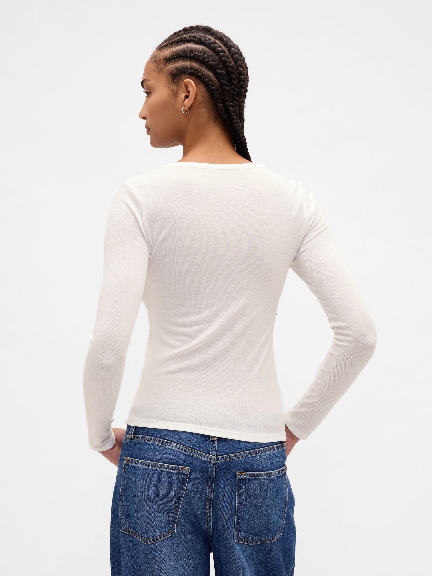 Sheer Rib Henley T-Shirt
