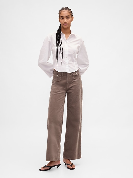 Image number 1 showing, High Rise Stride Corduroy Wide-Leg Pants