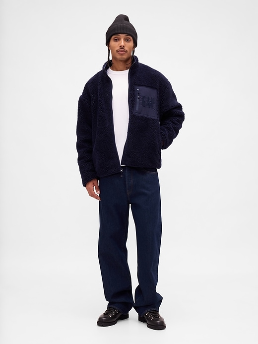 Image number 2 showing, Recycled Sherpa Oversized Logo Zip Jacket