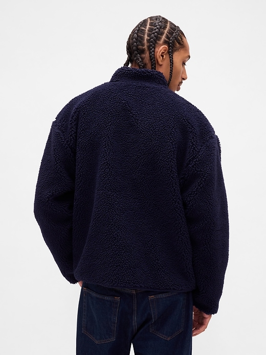 Image number 3 showing, Recycled Sherpa Oversized Logo Zip Jacket