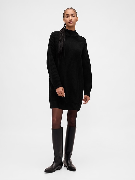 Image number 1 showing, Oversized Turtleneck Mini Sweater Dress