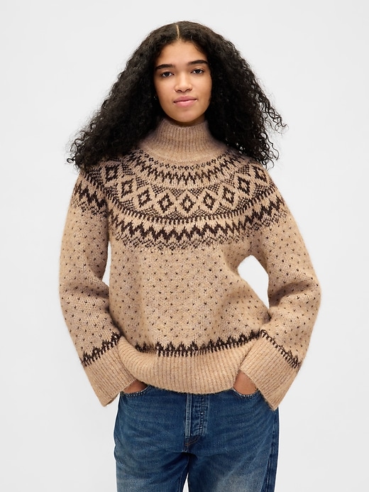 Image number 1 showing, Fuzzy Oversized Turtleneck Sweater