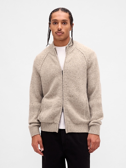 Image number 1 showing, Wool-Blend Zip Cardigan Sweater