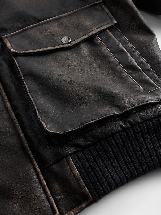 Image number 4 showing, Recycled Vegan Leather Bomber Jacket