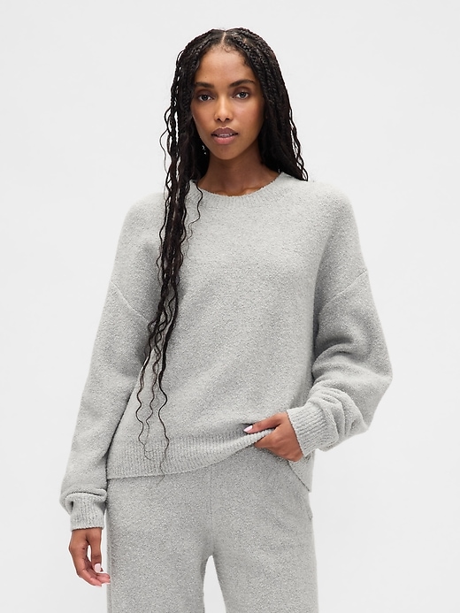 Image number 1 showing, CashSoft Boucle Relaxed Crewneck Top