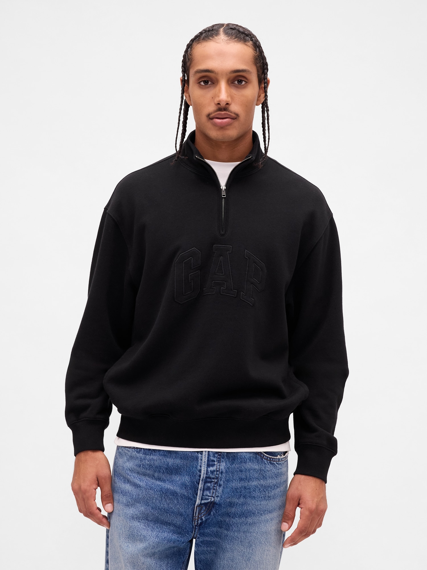 Heavyweight Oversized Logo Half-Zip Pullover